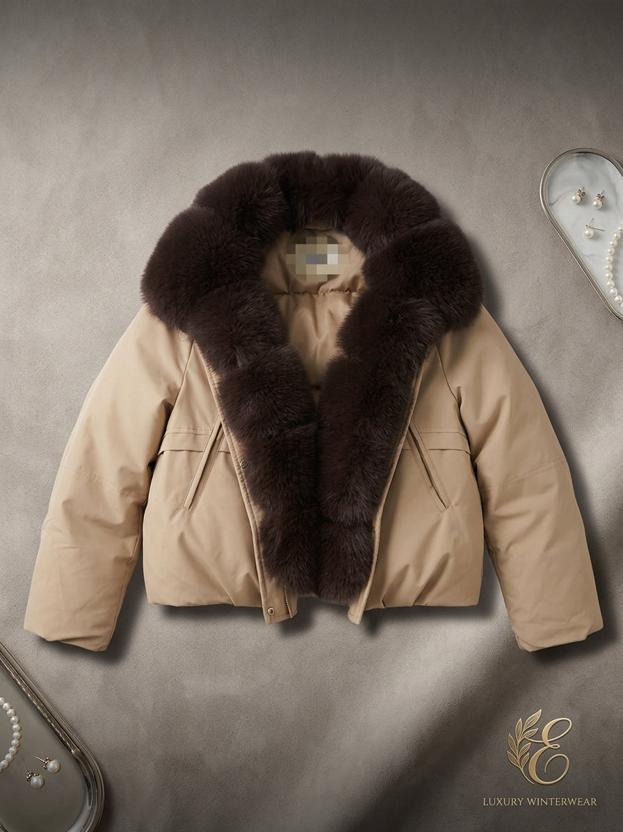 Damen Pufferjacke im koreanischen Stil – Fleecefutter, gepolstert, Militärgrün