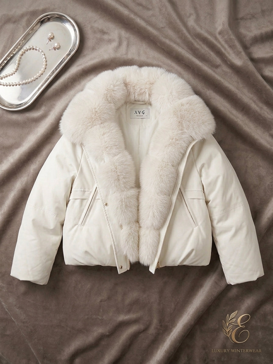 Damen Pufferjacke im koreanischen Stil – Fleecefutter, gepolstert, Militärgrün