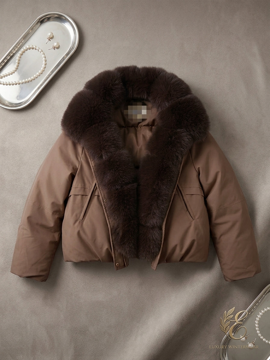 Damen Pufferjacke im koreanischen Stil – Fleecefutter, gepolstert, Militärgrün