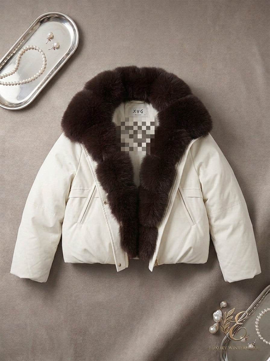 Damen Pufferjacke im koreanischen Stil – Fleecefutter, gepolstert, Militärgrün