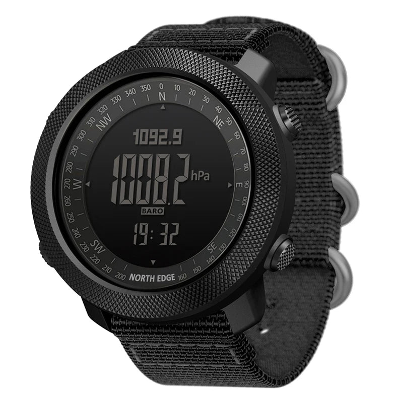 Relógio Esportivo NORTH EDGE Digital com Altímetro, Bússola e Barômetro – 50m Resistente à Água