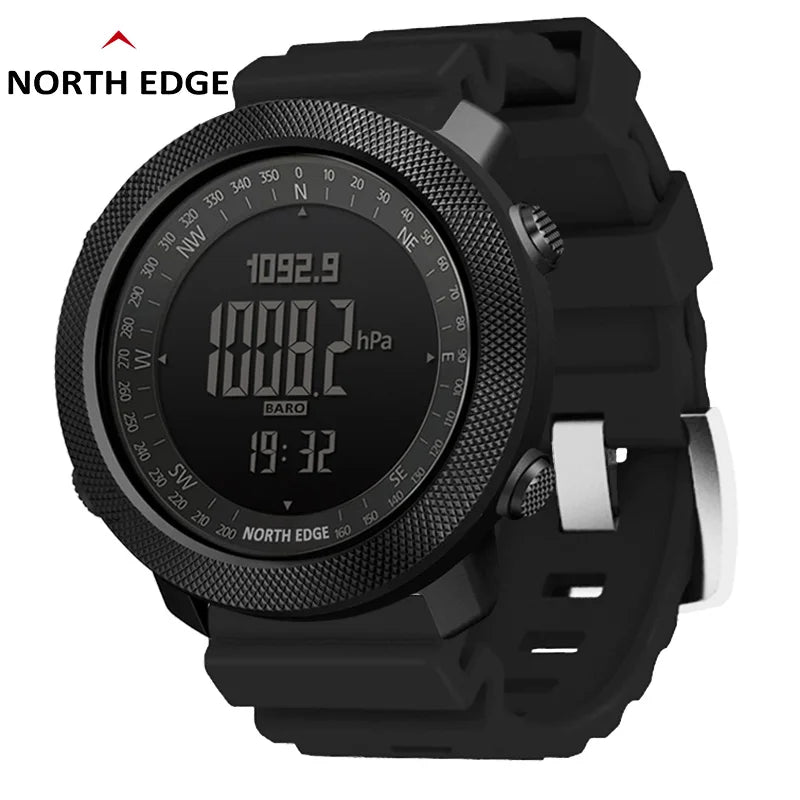 Relógio Esportivo NORTH EDGE Digital com Altímetro, Bússola e Barômetro – 50m Resistente à Água