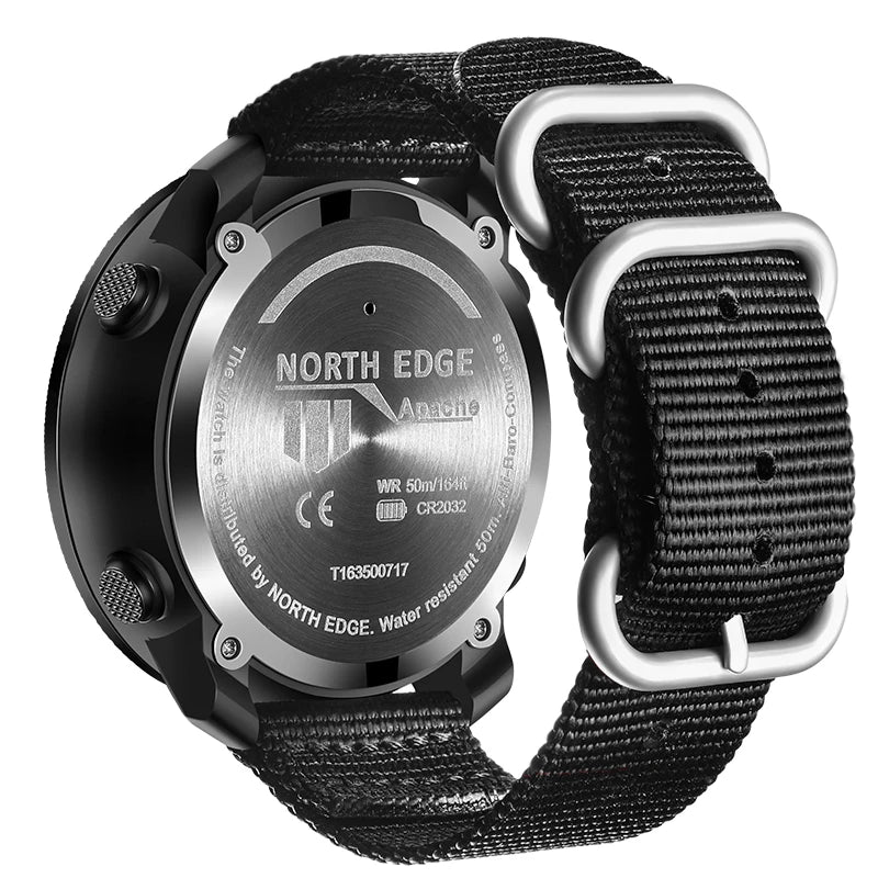 Relógio Esportivo NORTH EDGE Digital com Altímetro, Bússola e Barômetro – 50m Resistente à Água