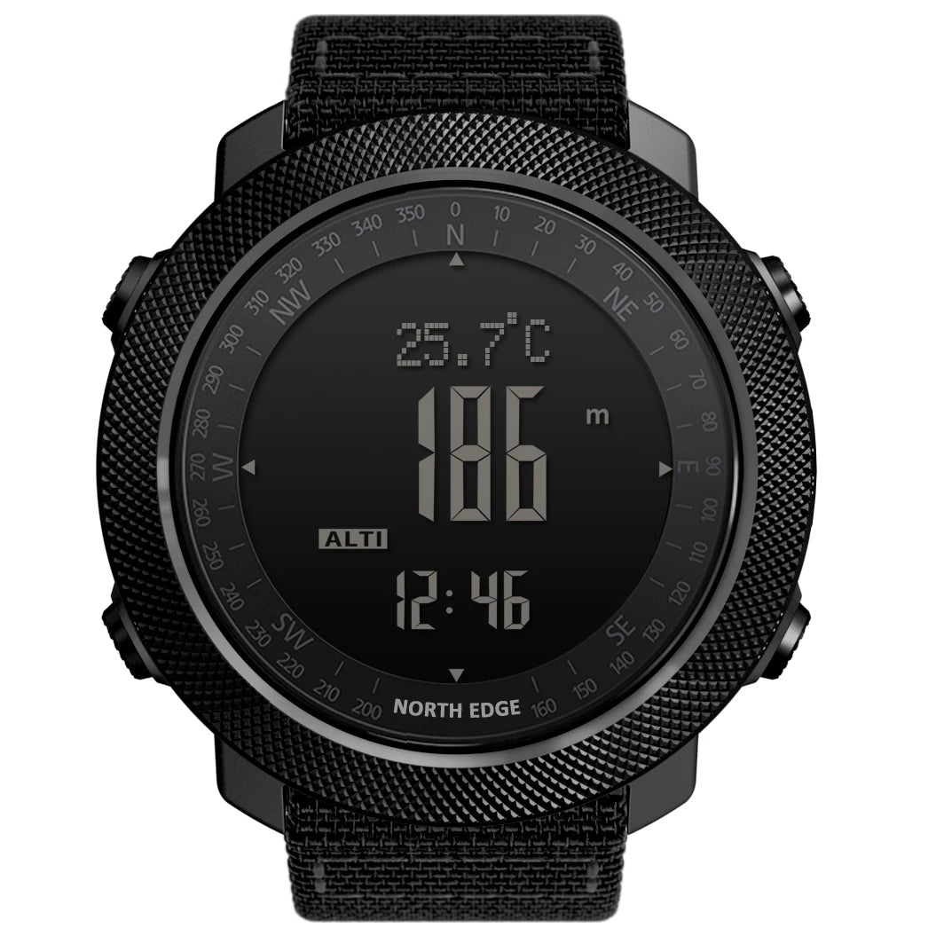 Relógio Esportivo NORTH EDGE Digital com Altímetro, Bússola e Barômetro – 50m Resistente à Água