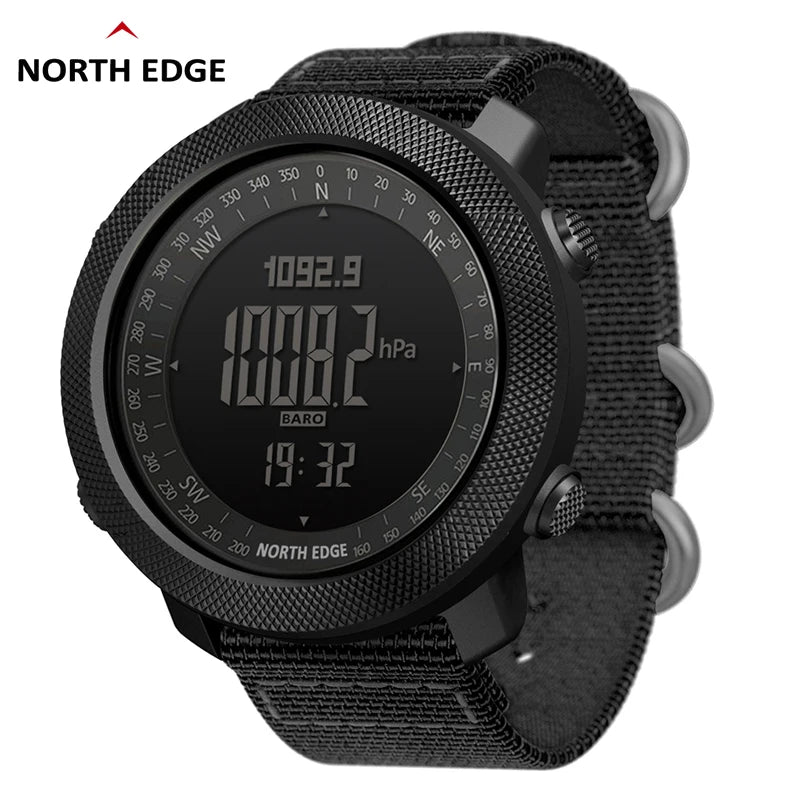 Relógio Esportivo NORTH EDGE Digital com Altímetro, Bússola e Barômetro – 50m Resistente à Água