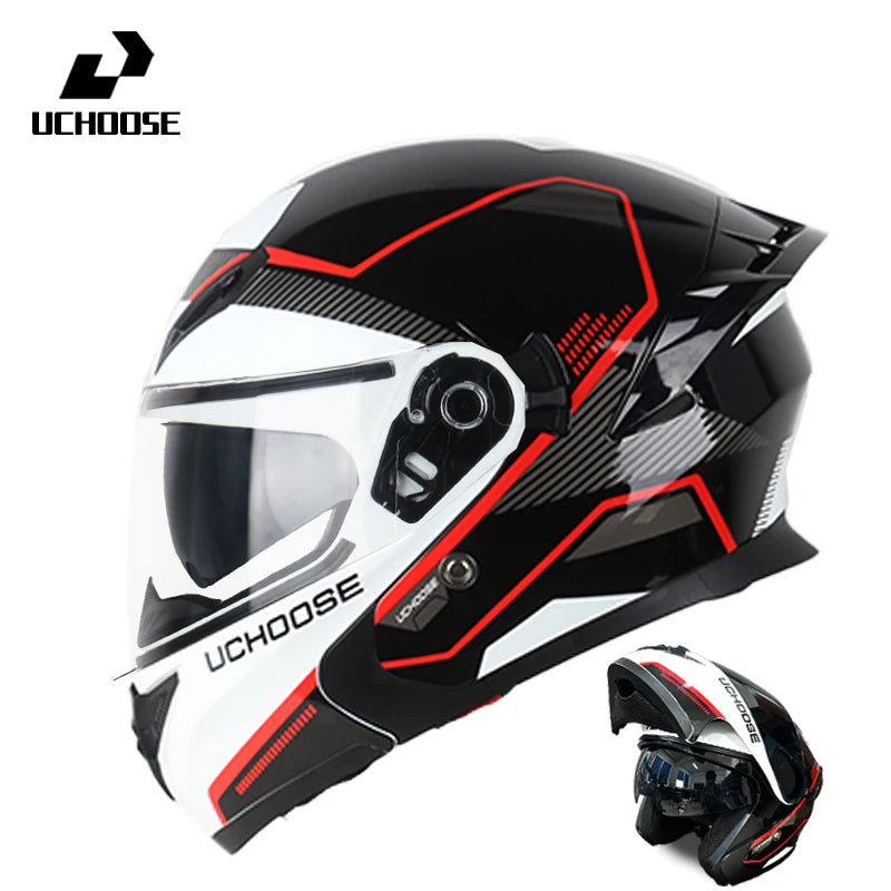 Uchoose Motorcycle helmet dual lens cross-section helmet modular flip up helmet outdoor cycling unisex, aurora lenses,best gifts