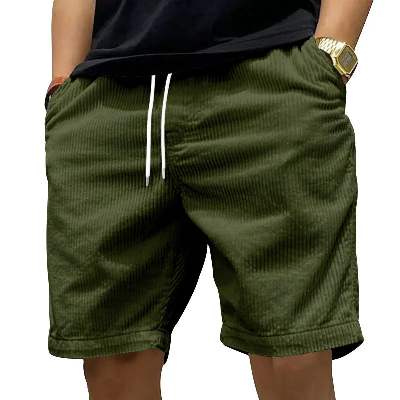 Ladiguard Men Casual Corduroy Shorts Yellow Apricot Beach Shorts Plus Size Male Drawstring Half Pants Sexy Mens Clothing