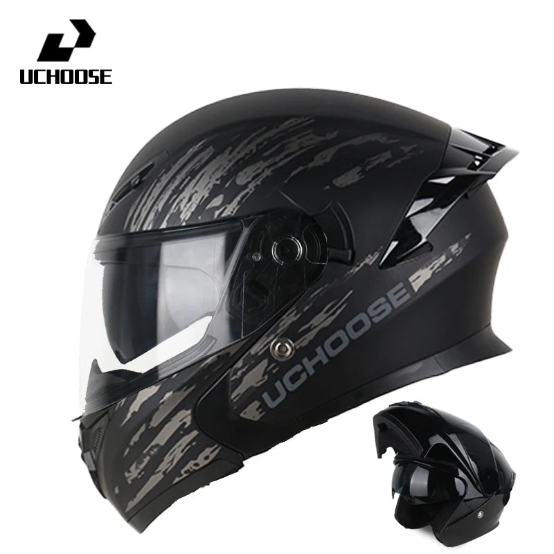 Uchoose Motorcycle helmet dual lens cross-section helmet modular flip up helmet outdoor cycling unisex, aurora lenses,best gifts