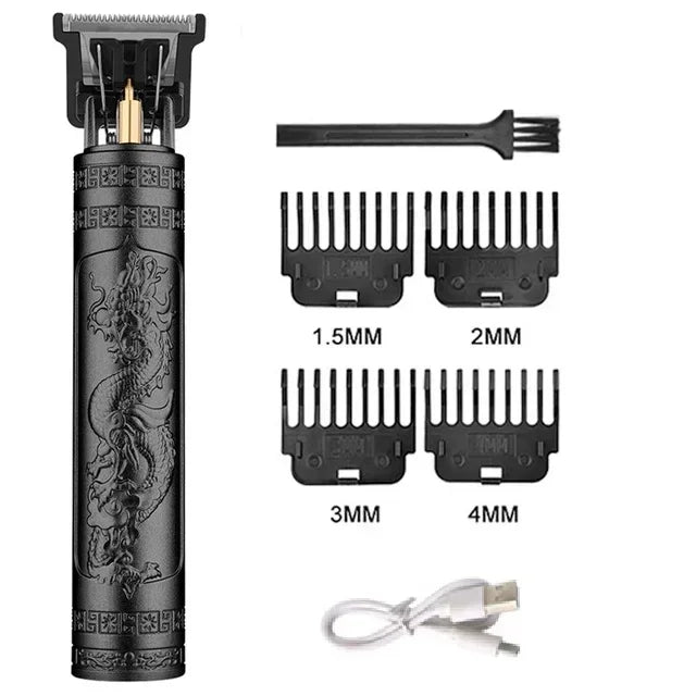 Máquina de Corte de Cabelo Elétrica Vintage Portátil – Sem Fio, Recarga USB Rápida, para Barbeiro e Uso Doméstico