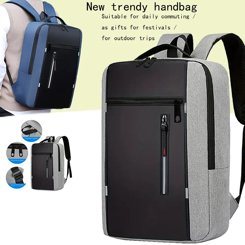Commuter Waterproof Laptop Backpack Slim Splicing Design Computer Rucksack Lightweight Business Travel Daypack For Men