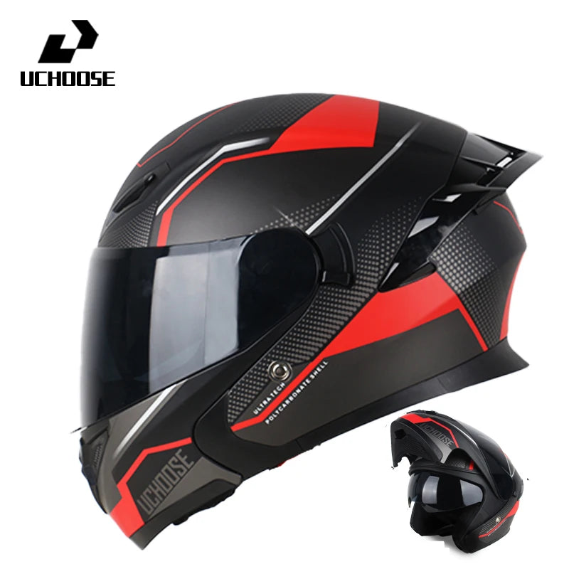 Uchoose Motorcycle helmet dual lens cross-section helmet modular flip up helmet outdoor cycling unisex, aurora lenses,best gifts