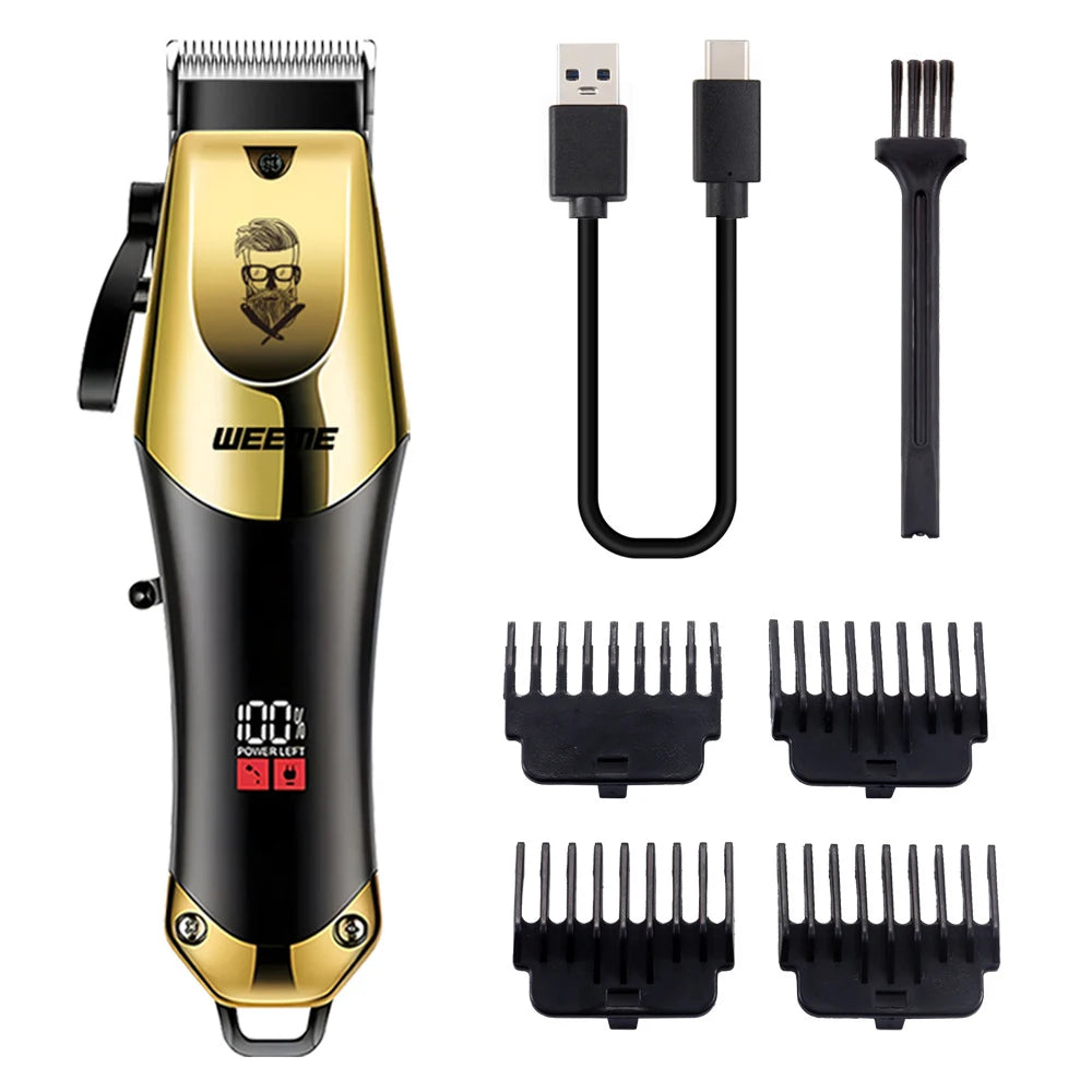 Máquina de Corte de Cabelo Vintage Sem Fio – Recarregável, com Aparador Nasal, Kit Presente