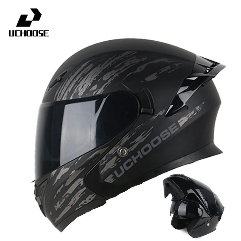 Uchoose Motorcycle helmet dual lens cross-section helmet modular flip up helmet outdoor cycling unisex, aurora lenses,best gifts