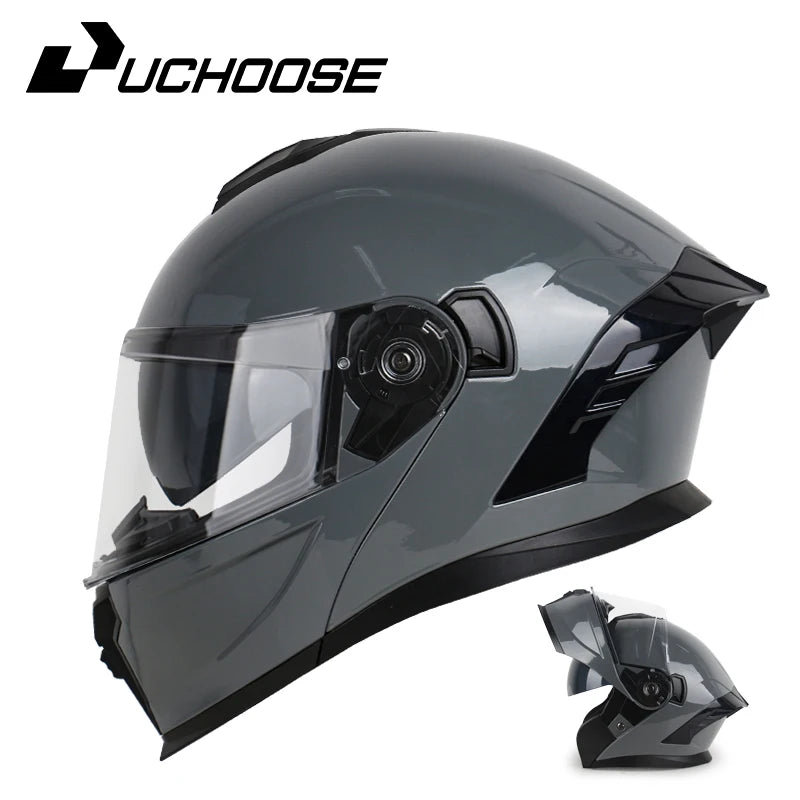 UCHOOSE Motorcycle Full Face Helmet Men Women Fashion Dual Lens Helmets Motocross Racing Modular Flip Up Casco Moto