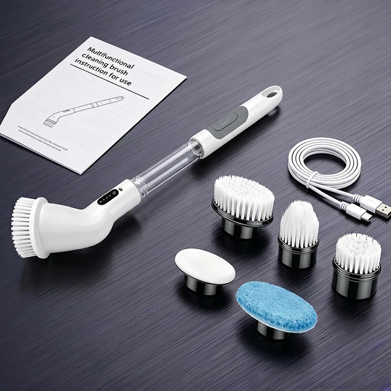Escova Elétrica Rotativa Multiuso Sem Fio – Limpeza de Banheiro, Cozinha e Vaso Sanitário