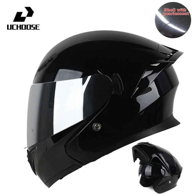 Uchoose Motorcycle helmet dual lens cross-section helmet modular flip up helmet outdoor cycling unisex, aurora lenses,best gifts