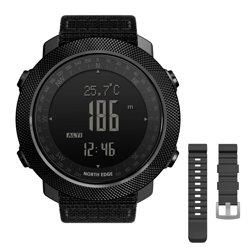Relógio Esportivo NORTH EDGE Digital com Altímetro, Bússola e Barômetro – 50m Resistente à Água