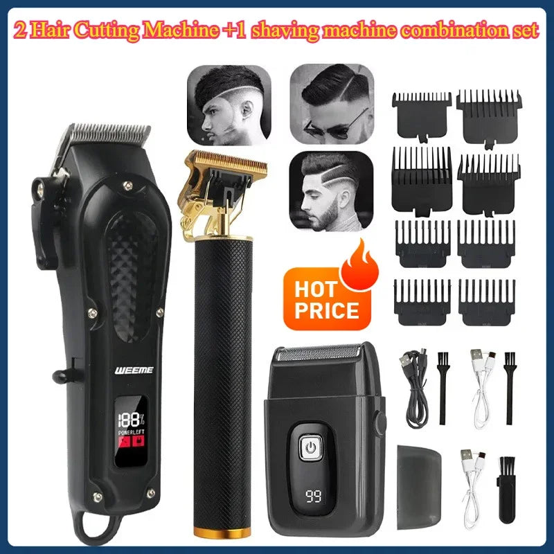 Máquina de Corte de Cabelo Elétrica Vintage Portátil – Sem Fio, Recarga USB Rápida, para Barbeiro e Uso Doméstico