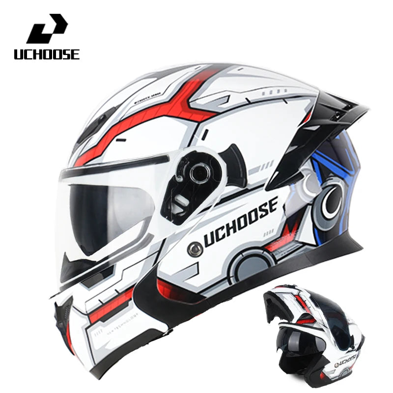 Uchoose Motorcycle helmet dual lens cross-section helmet modular flip up helmet outdoor cycling unisex, aurora lenses,best gifts