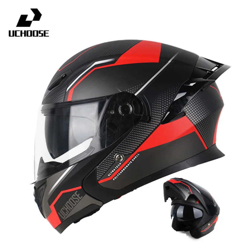 Uchoose Motorcycle helmet dual lens cross-section helmet modular flip up helmet outdoor cycling unisex, aurora lenses,best gifts
