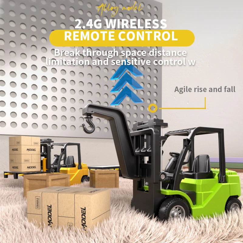 1: 64 Mini Alloy Remote Control Forklift 2-in-1 With Trailer APP Bluetooth Simulation Engineering Model Children Toy Gift