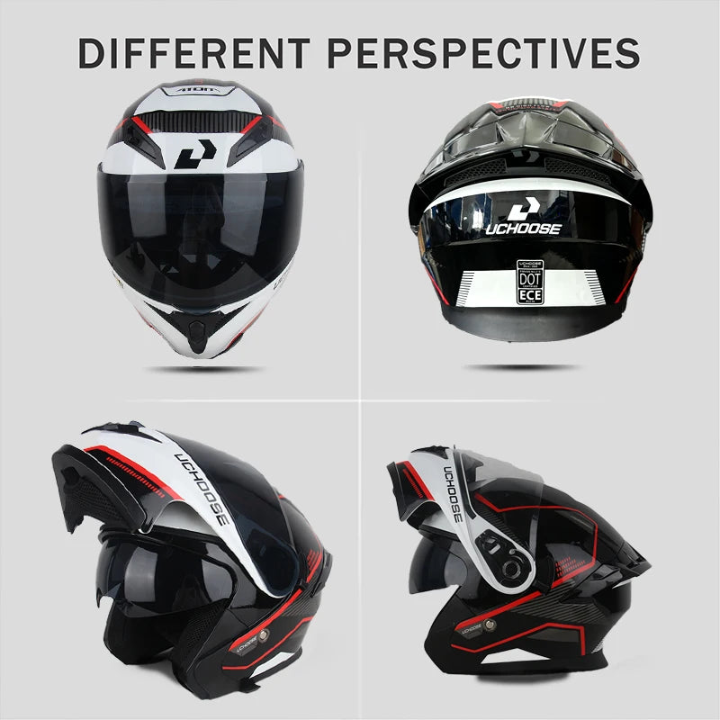 Uchoose Motorcycle helmet dual lens cross-section helmet modular flip up helmet outdoor cycling unisex, aurora lenses,best gifts