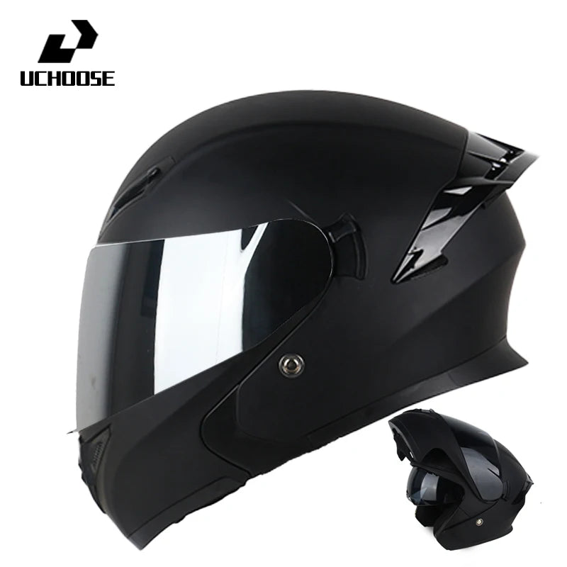 Uchoose Motorcycle helmet dual lens cross-section helmet modular flip up helmet outdoor cycling unisex, aurora lenses,best gifts