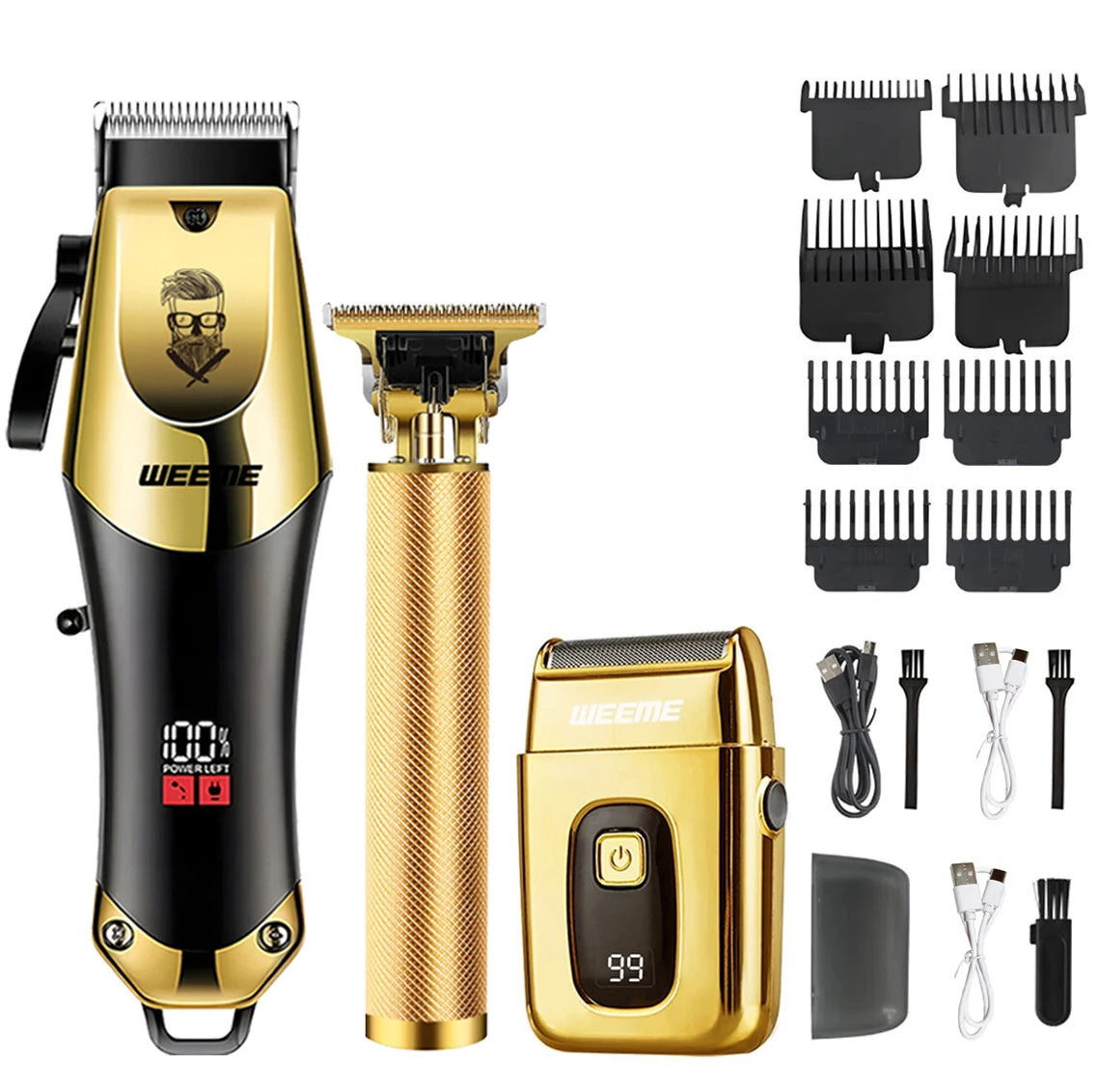 Máquina de Corte de Cabelo Vintage Sem Fio – Recarregável, com Aparador Nasal, Kit Presente