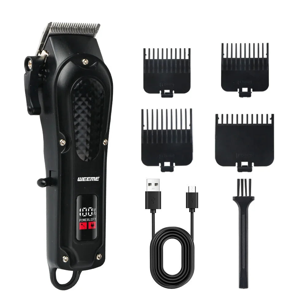 Máquina de Corte de Cabelo Elétrica Vintage Portátil – Sem Fio, Recarga USB Rápida, para Barbeiro e Uso Doméstico