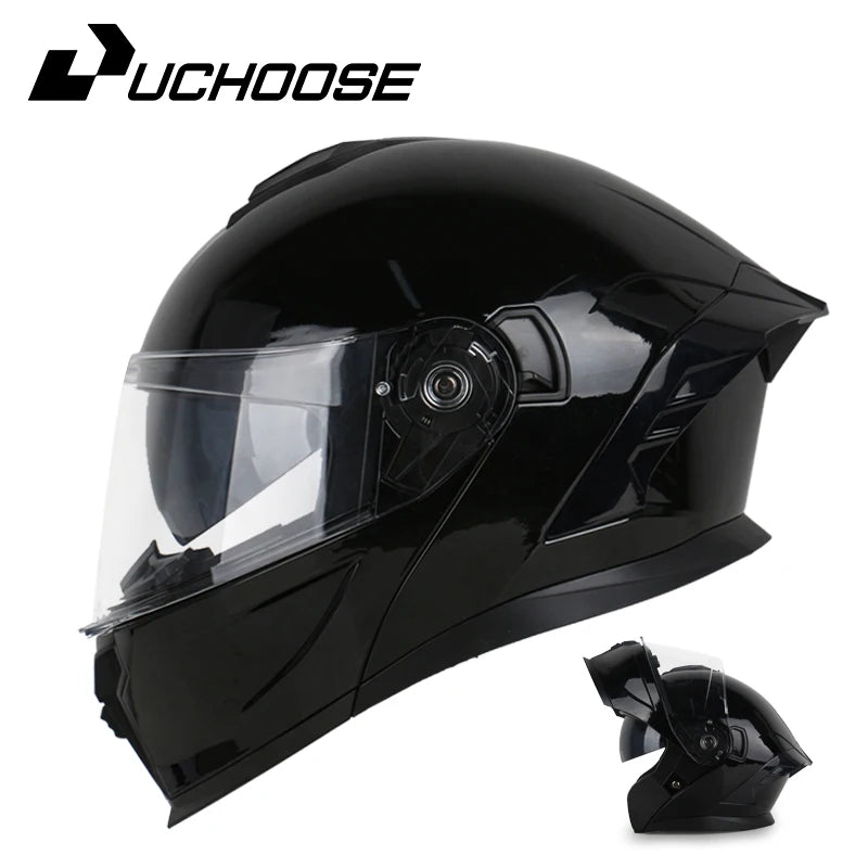 UCHOOSE Motorcycle Full Face Helmet Men Women Fashion Dual Lens Helmets Motocross Racing Modular Flip Up Casco Moto