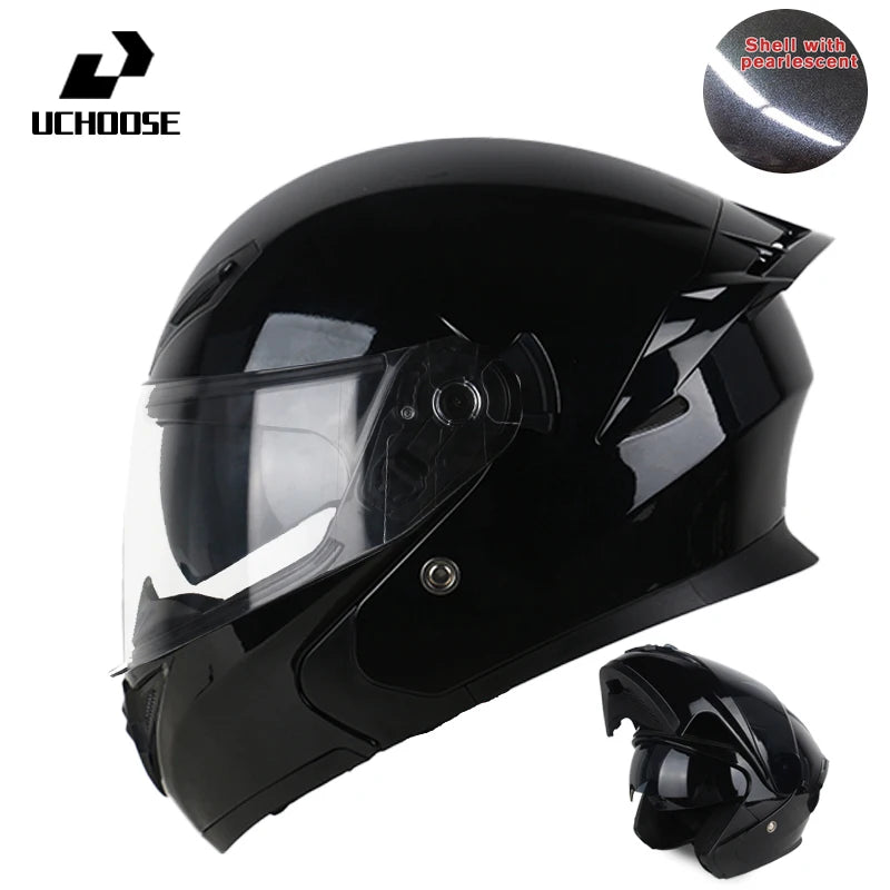 Uchoose Motorcycle helmet dual lens cross-section helmet modular flip up helmet outdoor cycling unisex, aurora lenses,best gifts