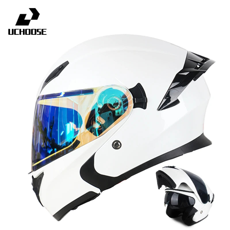 Uchoose Motorcycle helmet dual lens cross-section helmet modular flip up helmet outdoor cycling unisex, aurora lenses,best gifts