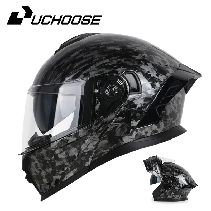 UCHOOSE Motorcycle Full Face Helmet Men Women Fashion Dual Lens Helmets Motocross Racing Modular Flip Up Casco Moto