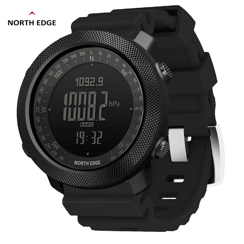 Relógio Esportivo NORTH EDGE Digital com Altímetro, Bússola e Barômetro – 50m Resistente à Água