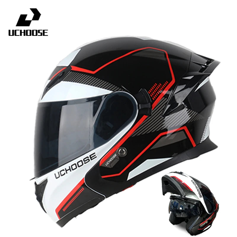 Uchoose Motorcycle helmet dual lens cross-section helmet modular flip up helmet outdoor cycling unisex, aurora lenses,best gifts
