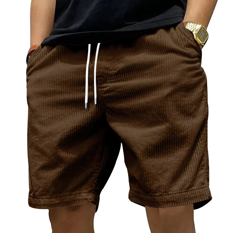 Ladiguard Men Casual Corduroy Shorts Yellow Apricot Beach Shorts Plus Size Male Drawstring Half Pants Sexy Mens Clothing