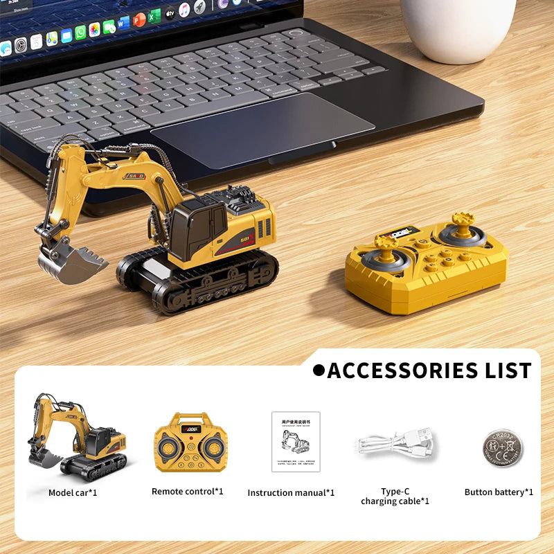 Mini-RC-Baustellenfahrzeug im Maßstab 1:64 – Bagger, Gabelstapler, Kran, Planierraupe und Muldenkipper