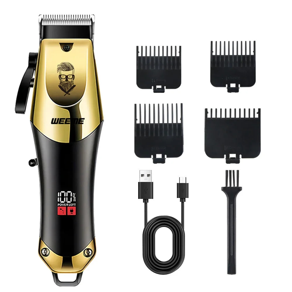 Máquina de Corte de Cabelo Elétrica Vintage Portátil – Sem Fio, Recarga USB Rápida, para Barbeiro e Uso Doméstico