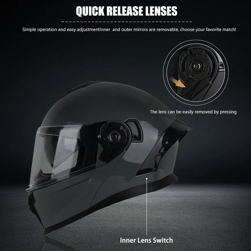 UCHOOSE Motorcycle Full Face Helmet Men Women Fashion Dual Lens Helmets Motocross Racing Modular Flip Up Casco Moto