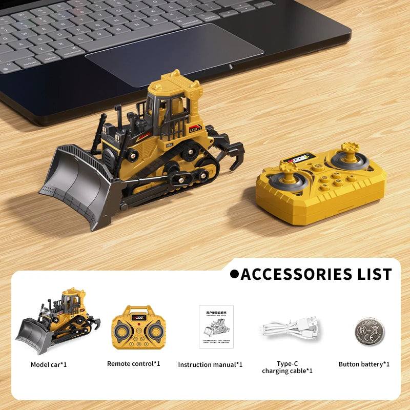 Mini-RC-Baustellenfahrzeug im Maßstab 1:64 – Bagger, Gabelstapler, Kran, Planierraupe und Muldenkipper
