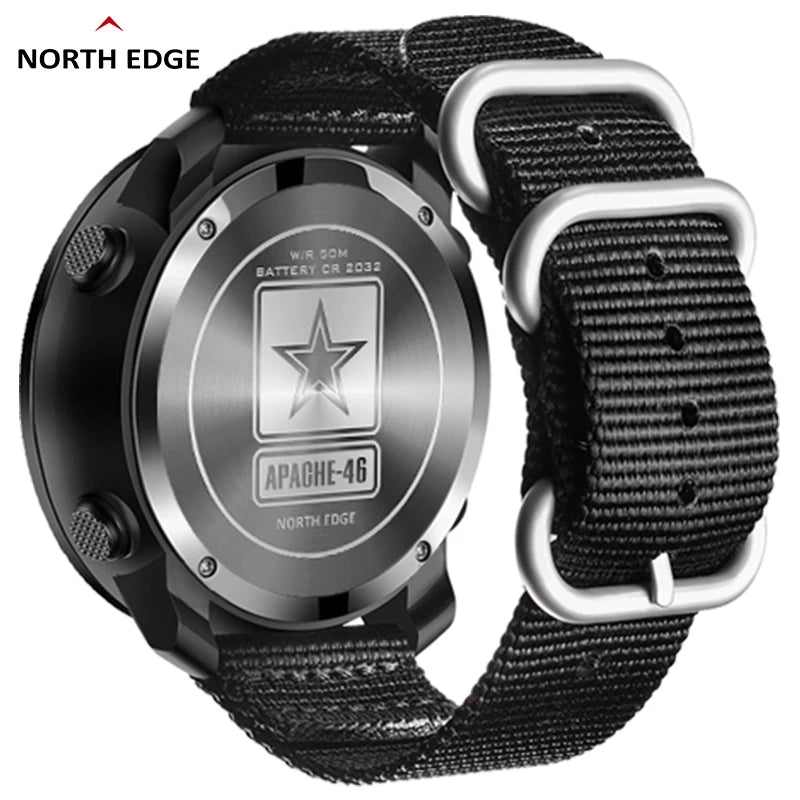 Relógio Esportivo NORTH EDGE APACHE-46 Digital – Altímetro, Bússola e Barômetro WR50M