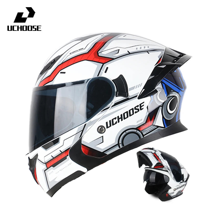 Uchoose Motorcycle helmet dual lens cross-section helmet modular flip up helmet outdoor cycling unisex, aurora lenses,best gifts