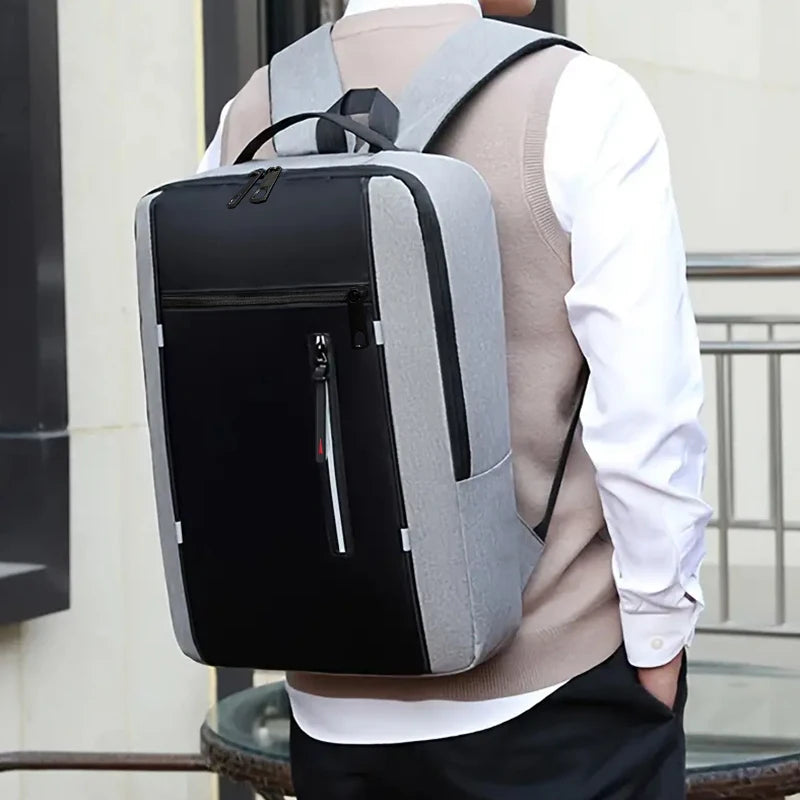 Commuter Waterproof Laptop Backpack Slim Splicing Design Computer Rucksack Lightweight Business Travel Daypack For Men