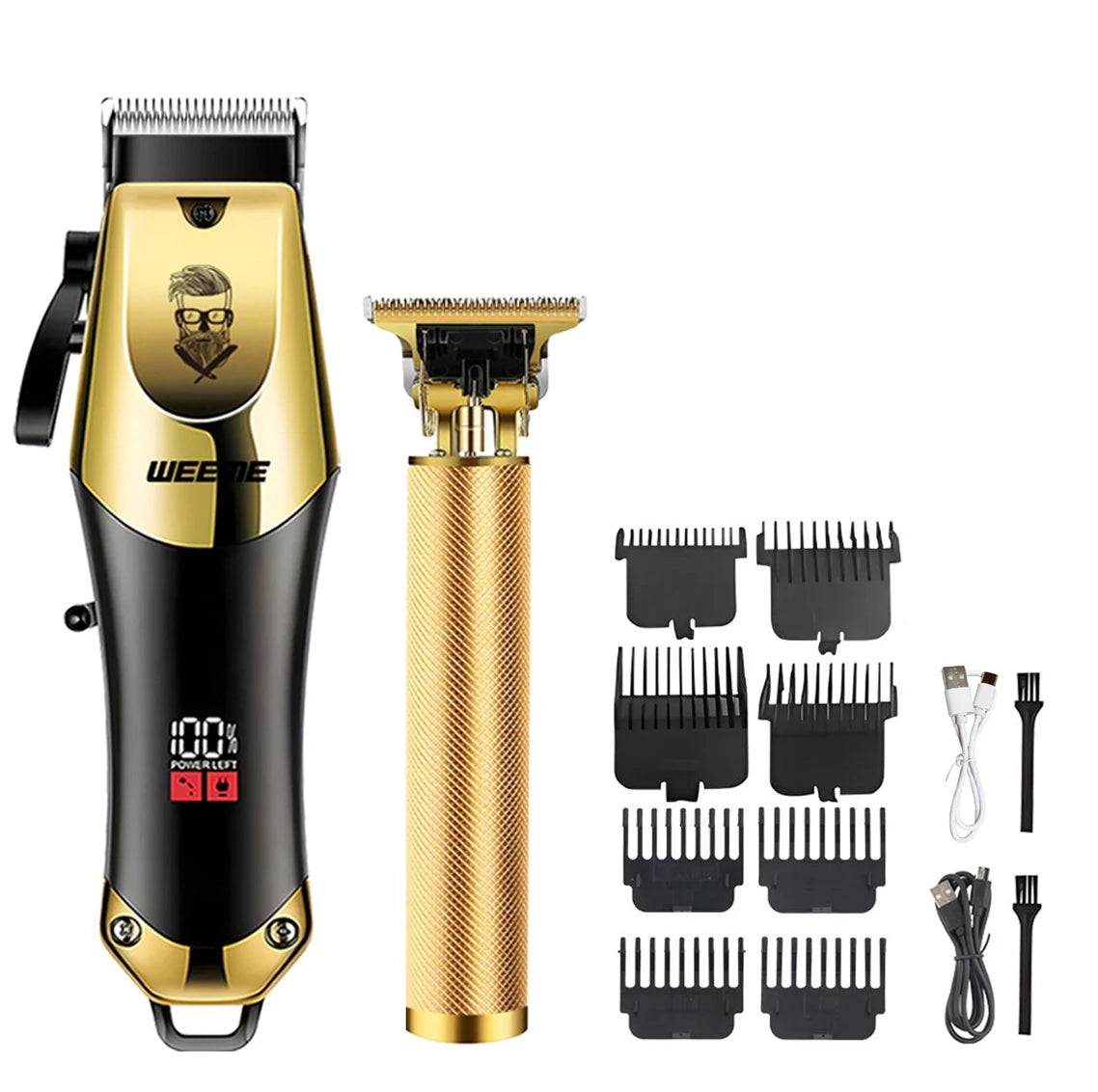 Máquina de Corte de Cabelo Vintage Sem Fio – Recarregável, com Aparador Nasal, Kit Presente