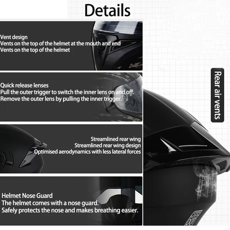 Uchoose Motorcycle helmet dual lens cross-section helmet modular flip up helmet outdoor cycling unisex, aurora lenses,best gifts
