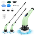 Waterproof Bathroom Cleaning Brush, Shower Scrubber with Long Handle & 2 Speed, Cordless Electric Cleaning Brush with7 Replaceable Brush Heads Black (USB Charging)