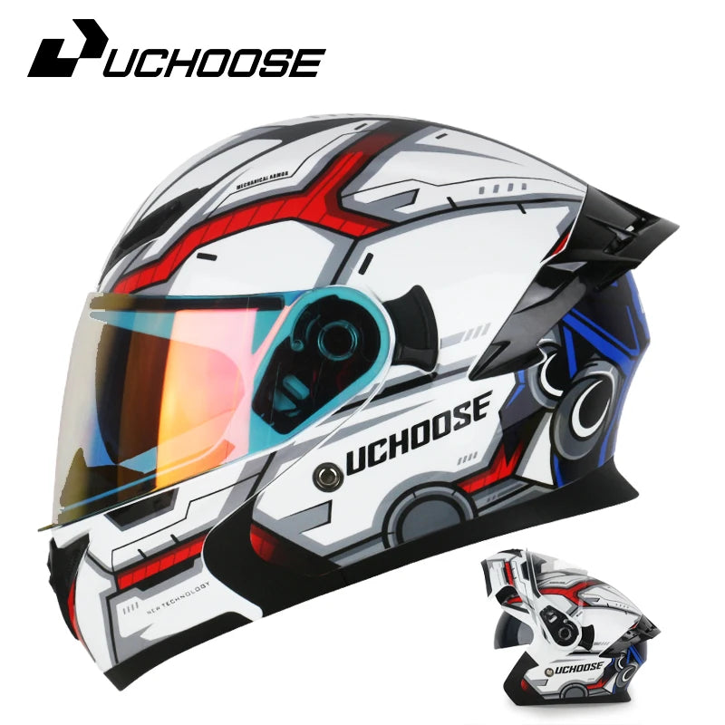 Uchoose Motorcycle helmet dual lens cross-section helmet modular flip up helmet outdoor cycling unisex, aurora lenses,best gifts
