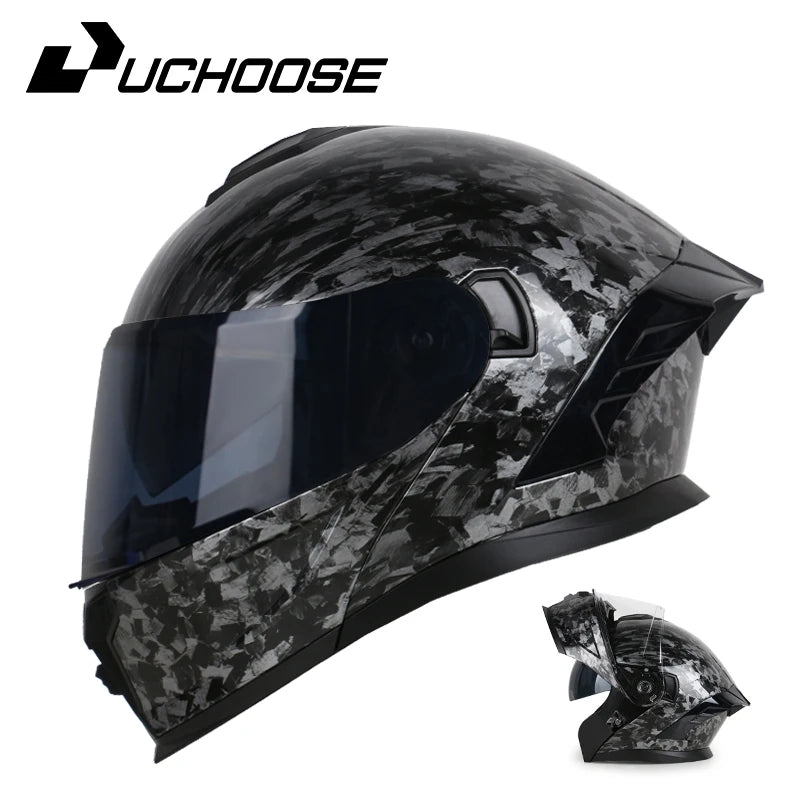UCHOOSE Motorcycle Full Face Helmet Men Women Fashion Dual Lens Helmets Motocross Racing Modular Flip Up Casco Moto