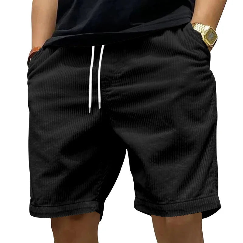 Ladiguard Men Casual Corduroy Shorts Yellow Apricot Beach Shorts Plus Size Male Drawstring Half Pants Sexy Mens Clothing