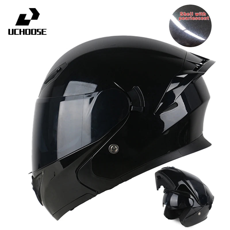 Uchoose Motorcycle helmet dual lens cross-section helmet modular flip up helmet outdoor cycling unisex, aurora lenses,best gifts